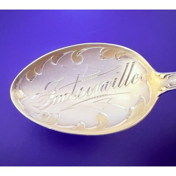 Historical SOUVENIR SPOON Jacksonville Florida STERLING SILVER Alligator Palm - Picture 8 of 10